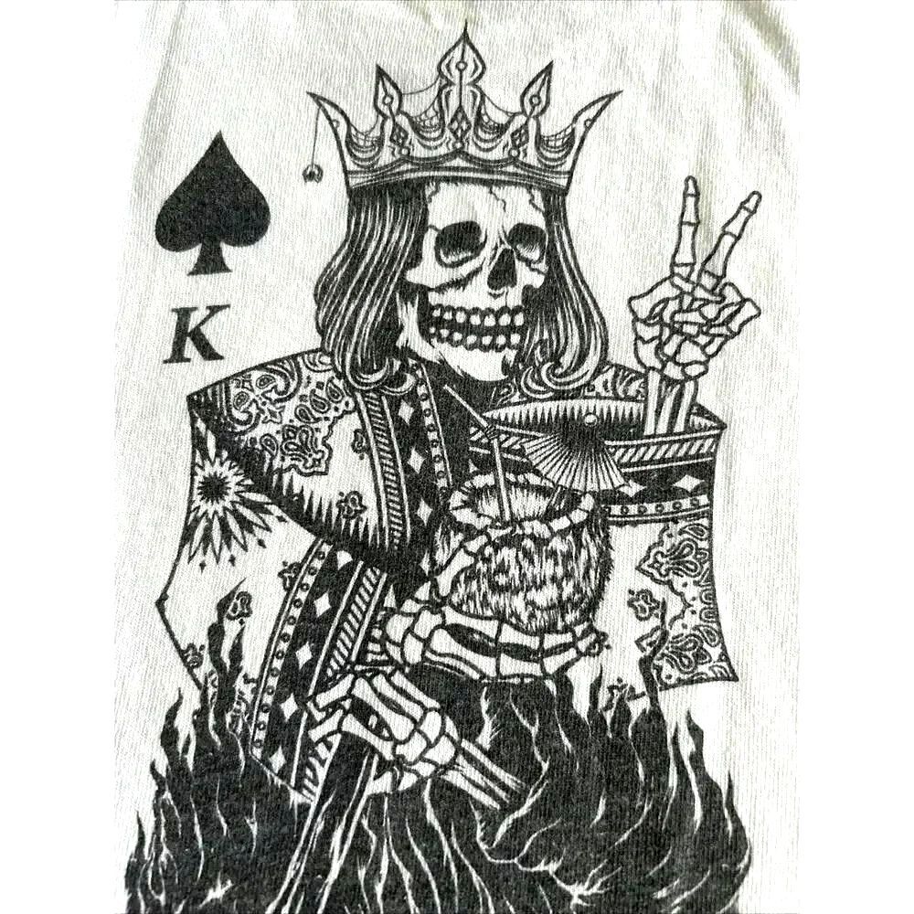 Skeleton King Grim Reaper T-shirt King of Spades White Cotton Thirty Single Sz L